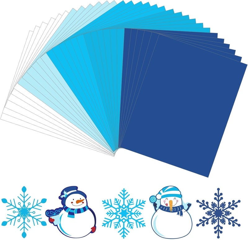JULBEAR 30 Sheets Blue Cardstock, 8.5 x 11 Inch 180g Winter Navy Colored Cardstock Blue Construction Pastel Paper Kids Adults Winter Christmas DIY Arts Crafts Copy for School Office Home Supplies - Image 1